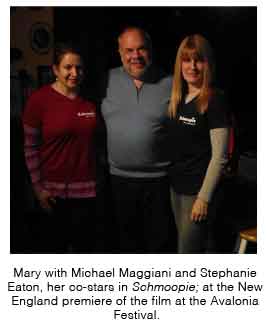 Mary with Michael Maggiani and Stephanie Eaton, her co-stars in Schmoopie, at the Avalonia Festival