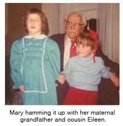 Mary hamming it up with her maternal grandfather and cousin Eileen.